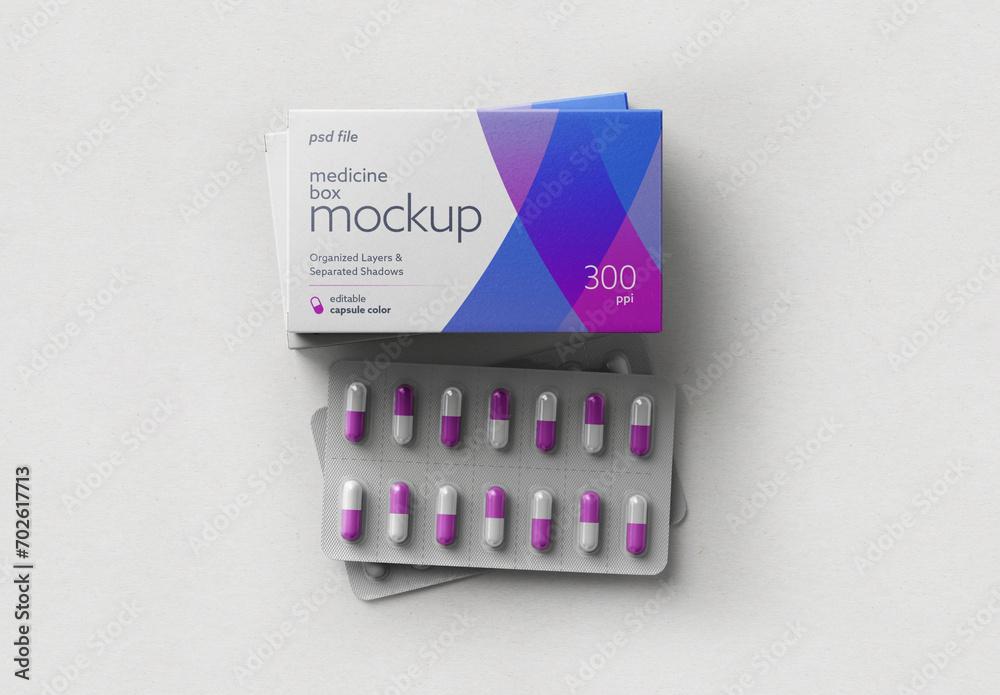 Pill Box Layout Medicine Pill Box Mockup Stock Template | Adobe Stock
