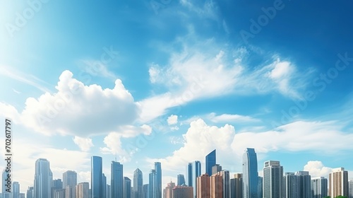 Metropolitan Skyline with Blue Sky and Clouds