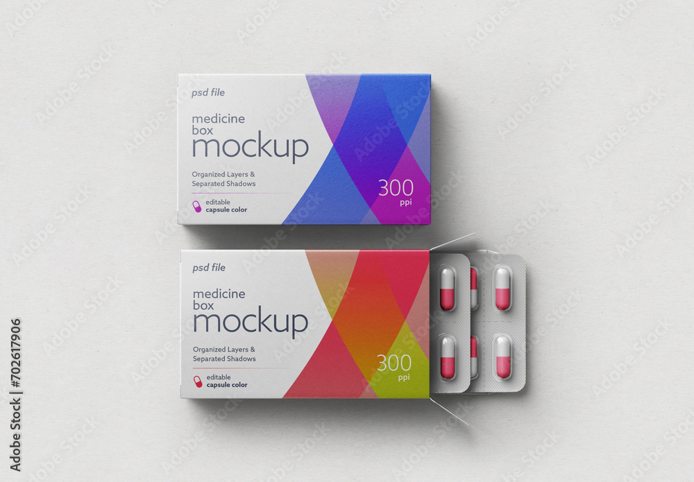 Pill Box Layout Medicine Pill Box Mockup Stock Template | Adobe Stock