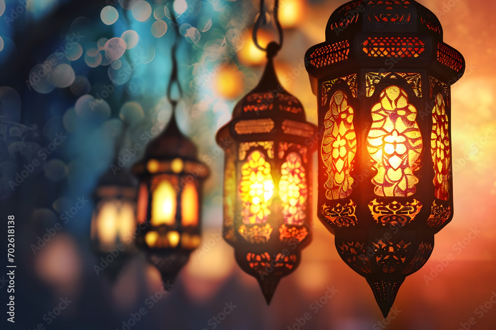 Fototapeta premium ramadan Kareem, Ramadan crescent moon, Eid Mubarak Islamic festival social media banner and Eid Mubarak Post Template, islam