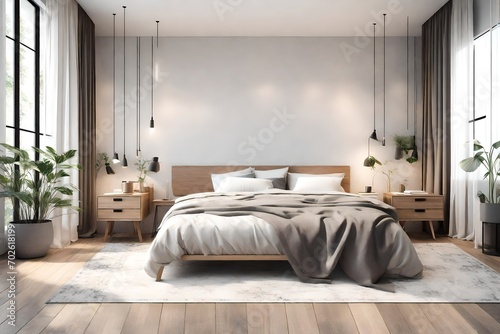 Interior modern bedroom mock up, Designing the most beautiful. 3D rendering