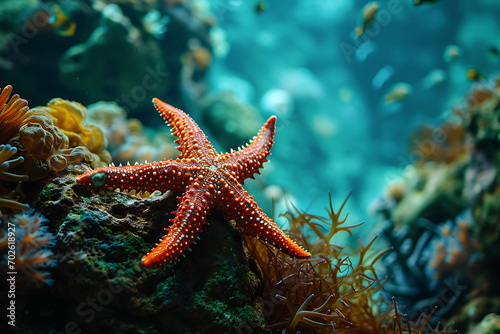 Beautiful starfish at the bottom of the ocean. 