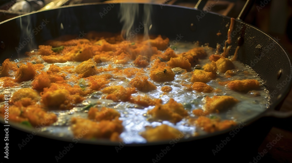 frying pan with chicken