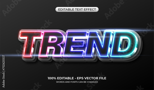 Editable glowing rainbow trend text effect. Realistic gradient light text effect. Text glows in the dark