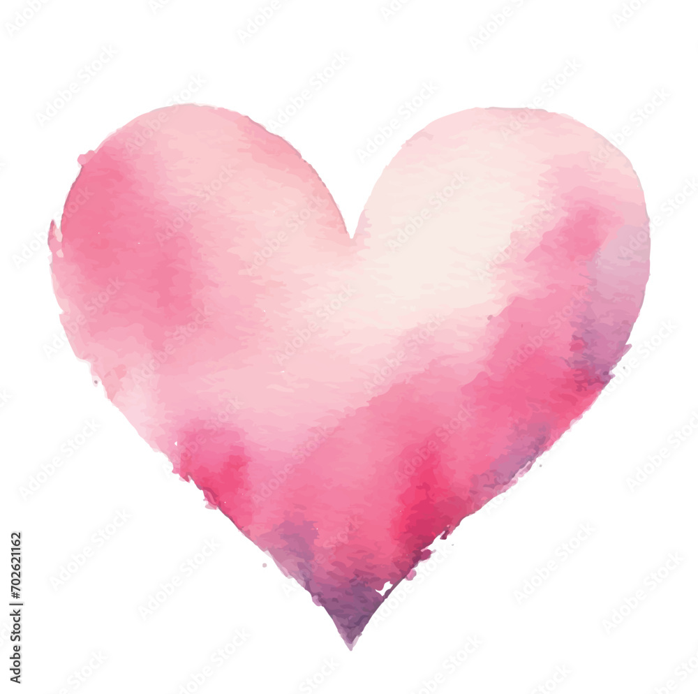 watercolor heart illustration .pink heart