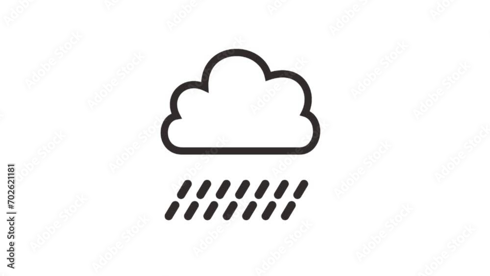 Raining cloud animation. Looped rain animation. Vector illustration on white background. Raining cloud animation. Looped rain animation. Vector illustration on white background.