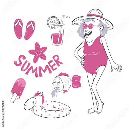 Joyful Summer Things Cartoon Vector Illustration © dvoriankin