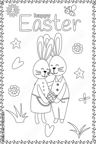 Easter Bunny coloring Page for kids