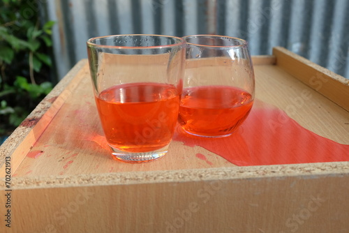 glass of juice on table