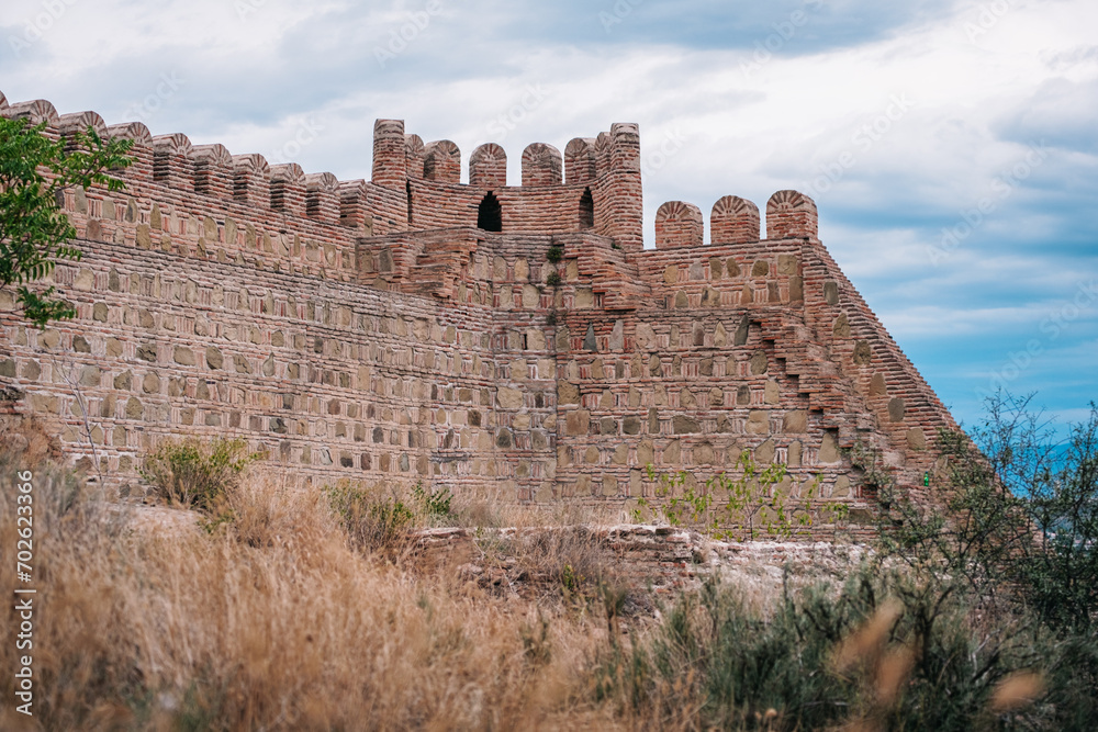 The remains of the bricks foritification of Narikala fortress, in the Tbilisi old town (Georgia)