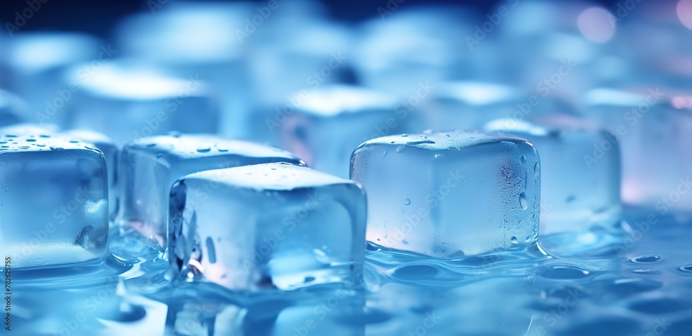 cube ice in the photo with a blur effect behind it. generative Ai cube ice in the photo with a blur effect behind it. generative Ai