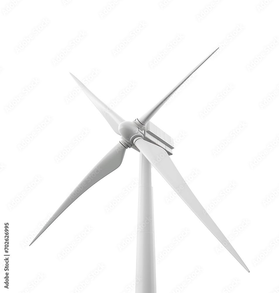 Front and angle view of the wind turbine. Alternative renewable energy generation, green energy concept - obrazy, fototapety, plakaty 
