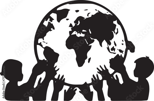 Earth Save By People Silhouette vector illustration