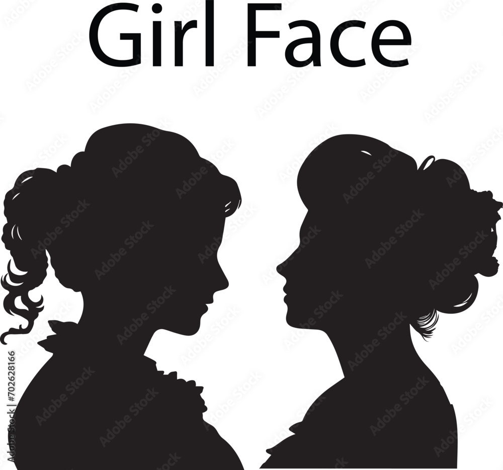 Two Girl Face Silhouette Vector illustration