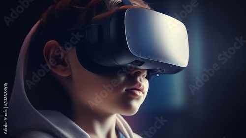 Child wearing VR headset