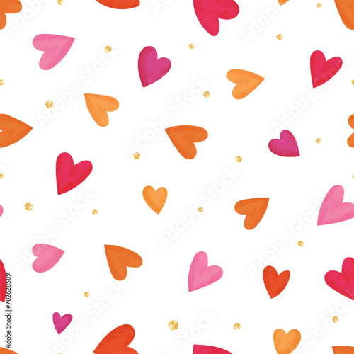 Cute hand drawn hearts seamless pattern, lovely romantic background, great for Valentine's Day, Mother's Day, textiles, wallpapers, banners - vector design