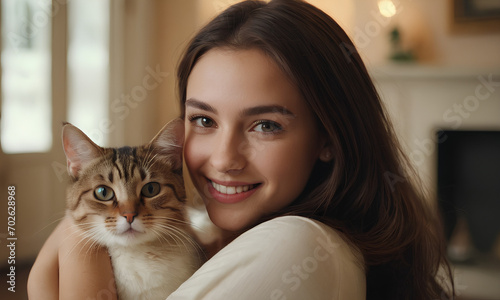 ragazza che abbraccia un gatto