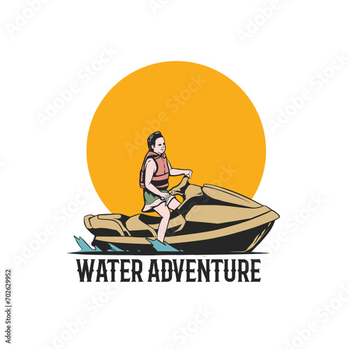 jetski vintage illustration