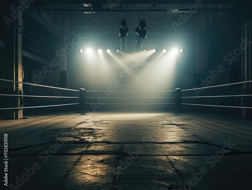 empty boxing stage with dim lights © dasom