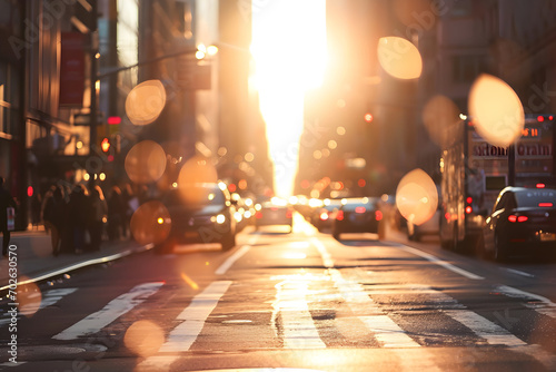 Street lights at sunset, street in the city of night background photo