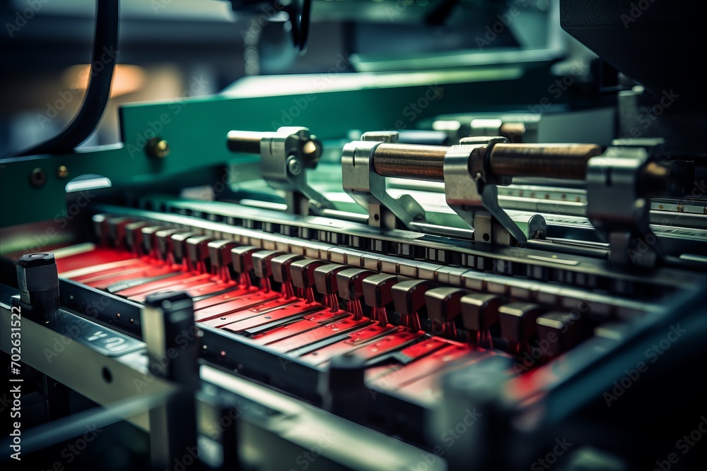 The heart of cigarette production: an automated assembly line quickly manufacturing tobacco products The heart of cigarette production: an automated assembly line quickly manufacturing tobacco products