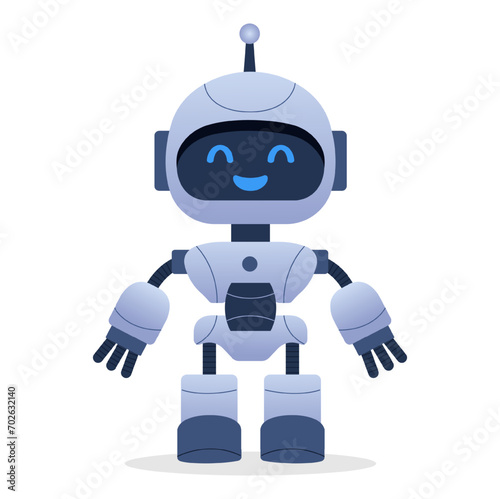Robot, chat bot neural network, AI servers and robots technology. Set of cute robot ai character.