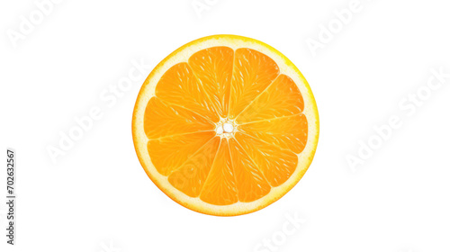 Top view Slice of fresh orange 1 piece isolated on white background