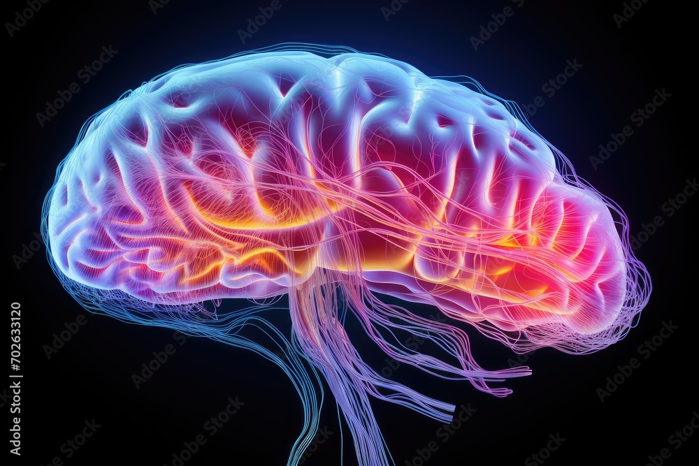 Neural dynamics: Excitatory and inhibitory signals, glial cells like astrocytes and microglia, complex human brain. Intricate nervous system, excitatory inhibitory mind neuronal thinking processes Neural dynamics: Excitatory and inhibitory signals, glial cells like astrocytes and microglia, complex human brain. Intricate nervous system, excitatory inhibitory mind neuronal thinking processes