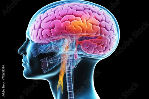 Human Brain neuronal network neural architecture: Neurons transmit signals via axons and dendrites, forming synapses. Neurotransmitters modulate communication, brain function