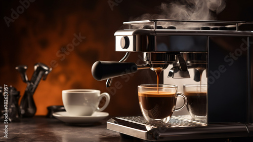 Generic modern design of coffee machine preparing