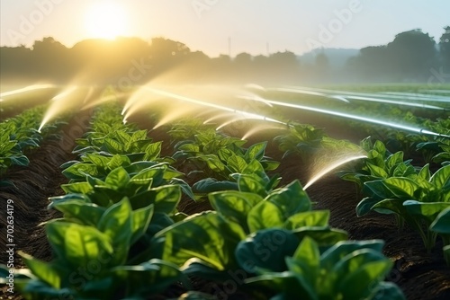 Water-saving irrigation technology being used on a tobacco field to promote sustainable farming practices