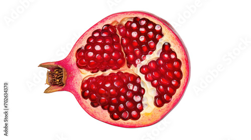 Pomegranate fruit isolated on transparent and white background.PNG image.