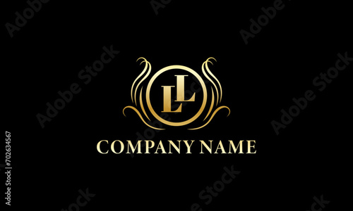 LL luxury logo icon , double L luxury golden logo icon photo