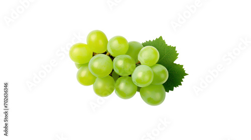 Fresh green grape isolated on transparent and white background.PNG image.