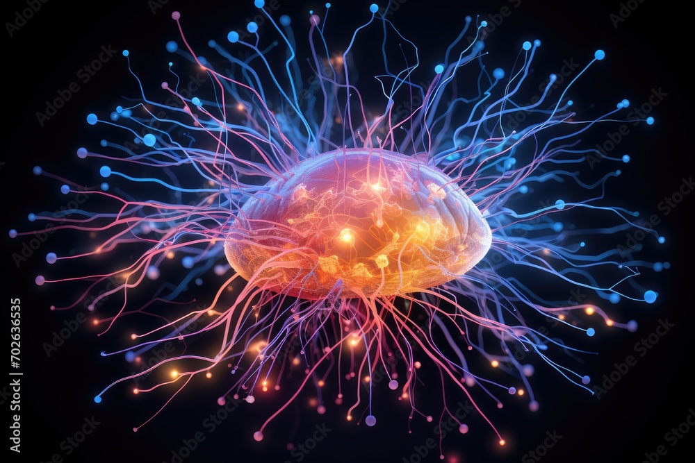 Fototapeta premium Alpha, beta, theta, delta, gamma Brainwaves. Brain entrainment, neurofeedback, EEG (Electroencephalogram). Mindfulness meditation, binaural beats. Explore brain activity and enhance cognition