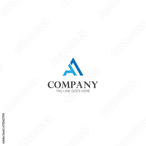 Letter A logo formed number one symbols  with modern shape or AA logo design in triangle shape