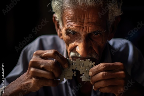 Brain Jigsaw, psychology, memory processes, behavioral neuroscience. Psychophysiology, neurology, neuropsychology, cognitive behavioral phenomenals brain cognition Puzzle Old Man Brain photo