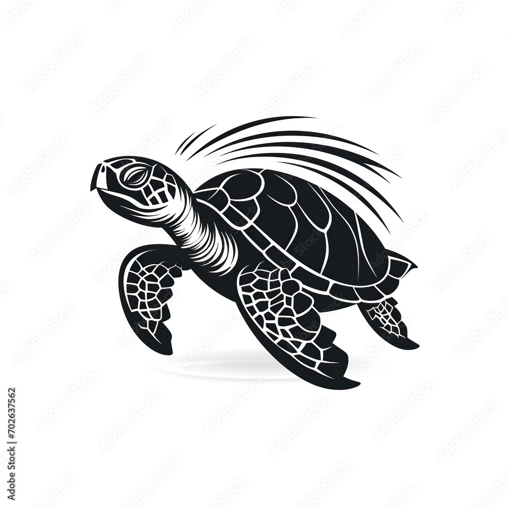 Obraz premium minimalistic logo emblem symbol badge with turtle on white background