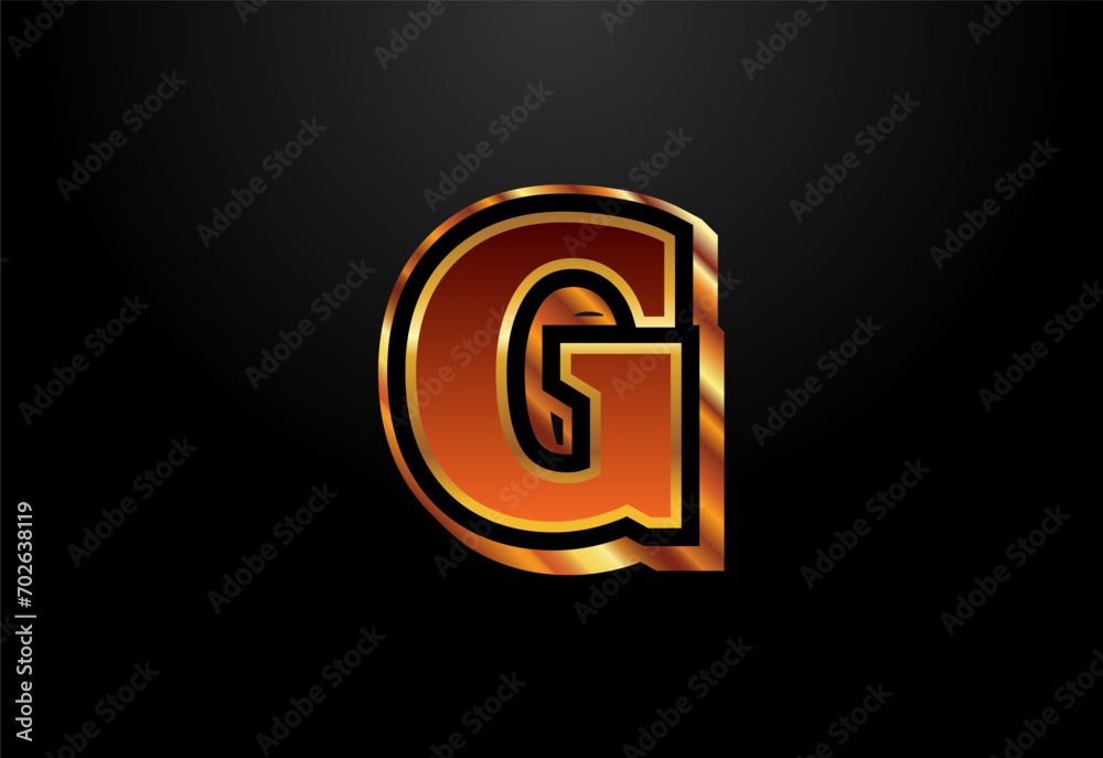 Gold and black color alphabet G. Elegant Gold Color alphabet vector illustration Gold and black color alphabet G. Elegant Gold Color alphabet vector illustration