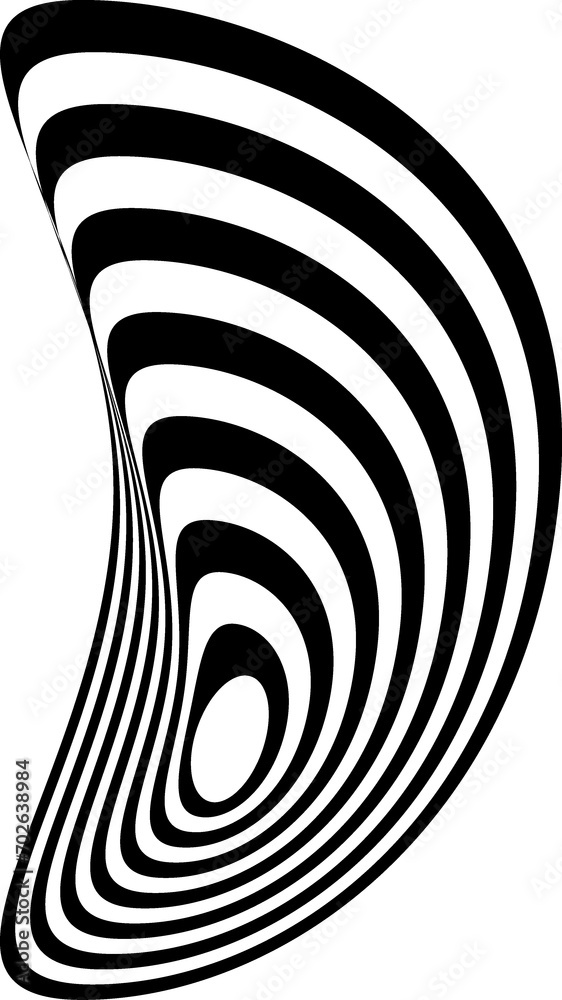 Obraz premium Optical illusion, psychedelic, wave. Abstract Geometric black shape icon
