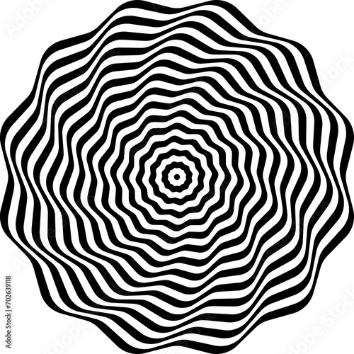 Optical illusion, psychedelic, wave. Abstract Geometric black shape icon