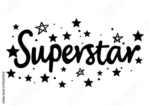 Illustration of superstar text with stars photo