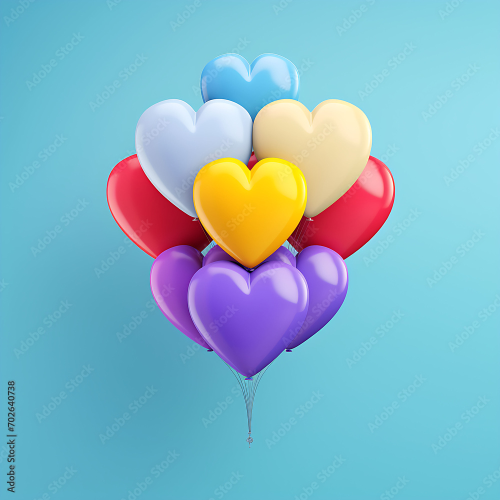 Colorful heart air balloon shape collection for Valentine's Day.