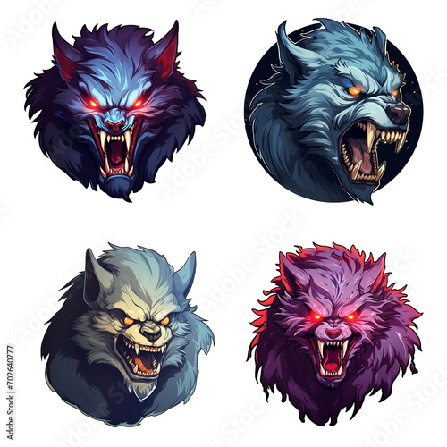 set of angry wolf