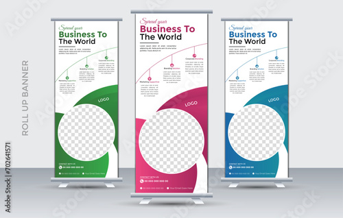 Roll up banner design template,modern x-banner,agency roll up banner design or pull up banner template,editable roll-up banner vector,Agency stands roll up banner design stands template layout with 3 
