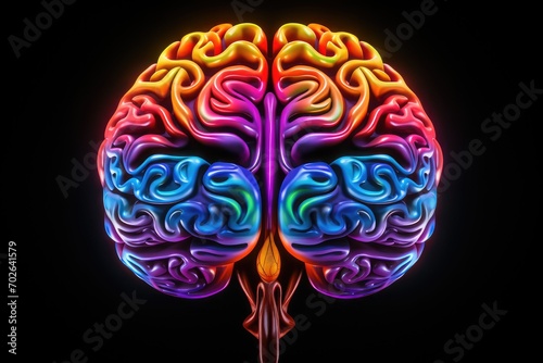 Brain neurogenesis in hippocampus, prefrontal cortex, hub of intelligence, complex interplay of gray matter neural pathways in brainstem, neurology, human cognition memory, perception consciousness photo