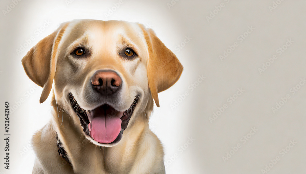 Portrait of a blond labrador retriever dog looking at the camera with a big smile Portrait of a blond labrador retriever dog looking at the camera with a big smile
