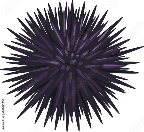 Cartoon seafood, sea urchin for sea food cuisine or restaurant, isolated vector. Raw sea urchin for seafood cuisine, delicatessen dish, cooking ingredient or sushi bar menu and fish market food