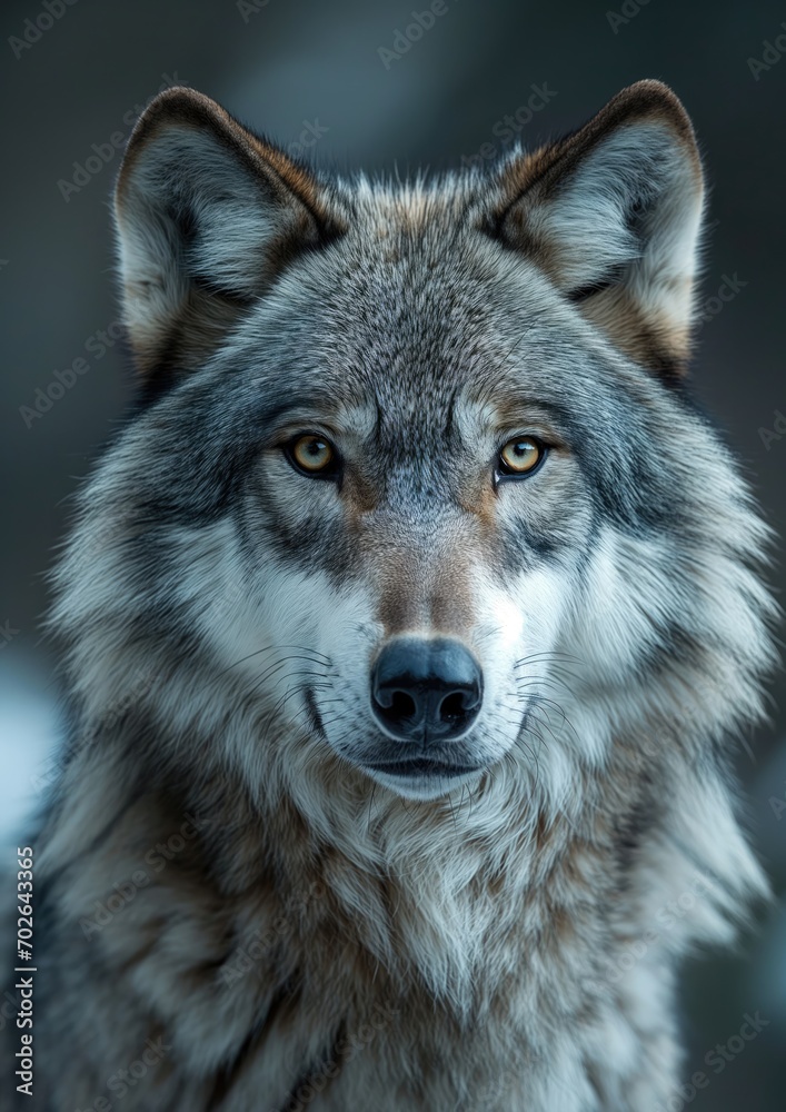 Fototapeta premium - The intense stare of a lone wolf, conveying a sense of solitude and strength.