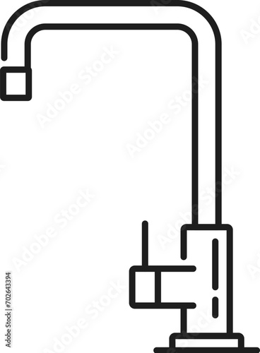 Tap kitchen and bathroom disc faucet outline icon. House bathtub modern tap, toilet sink faucet or bathroom watertap outline vector symbol. Home bath spigot valve linear pictogram or icon